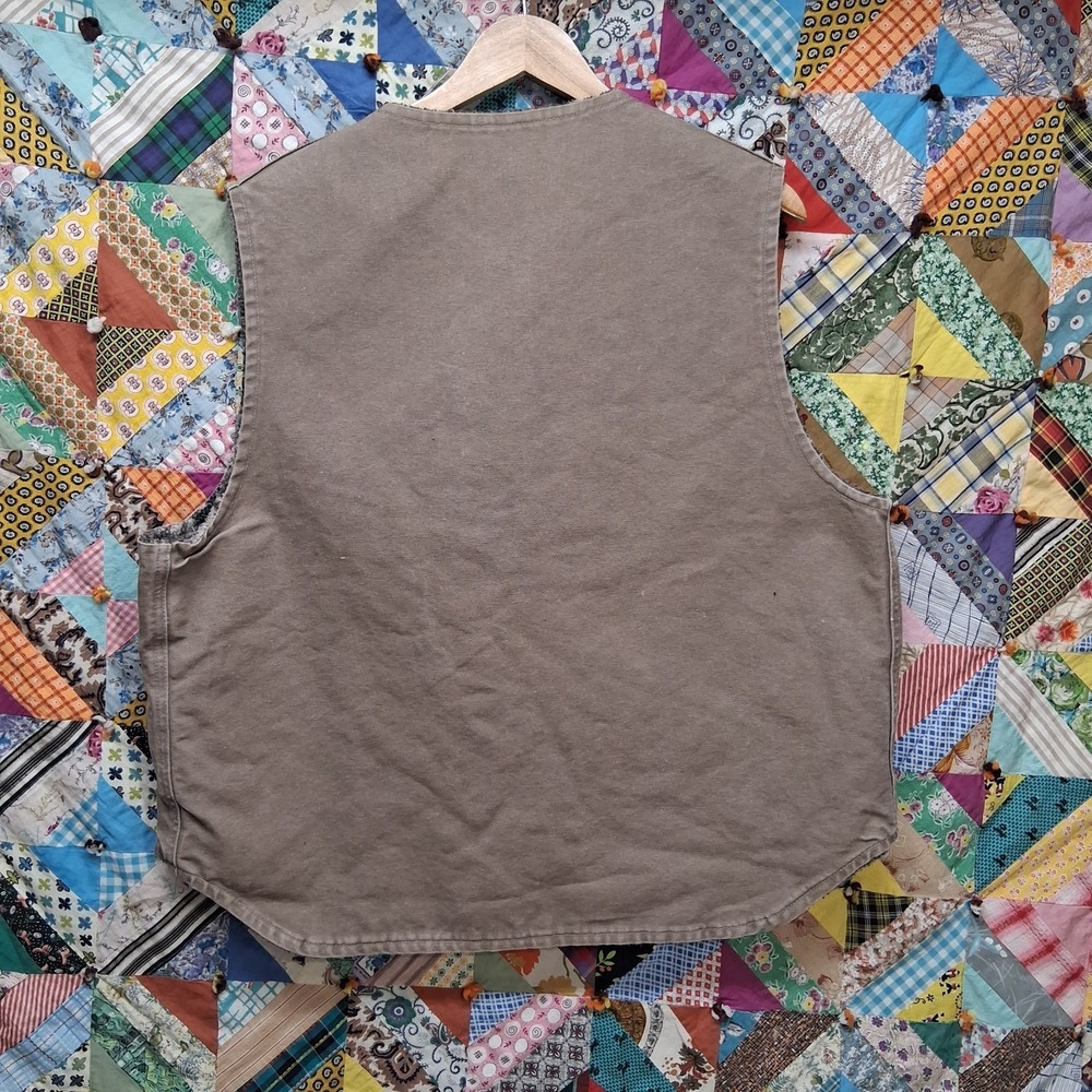 Vintage Carhartt Canvas Vest Southwest Aztec Lined Size Large‎ Faded Brown - Picture 4 of 9